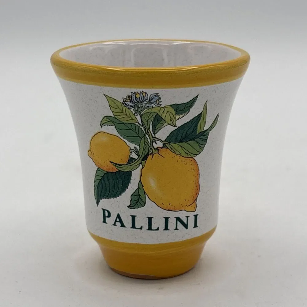 Pallini Limoncello Shot Glass Deruta Italy Pottery Barware Lemon